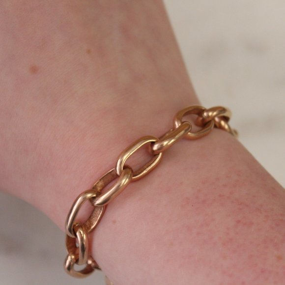 9k Rose Gold Large Link Bracelet with Heart Padlock - Picture 4 of 5